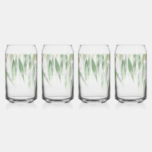 Green Gold Eucalyptus Glitzy Glitter Wedding Blikvorm Glas