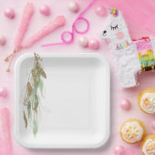 Green Gold Eucalyptus Glitzy Glitter Wedding Papieren Bordje (Feest)