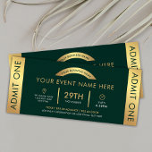 Green & Gold Event Ticket Business Logo Admit One Kaart
