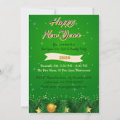 Green Gold Family New Year Invitation Kaart (Voorkant)