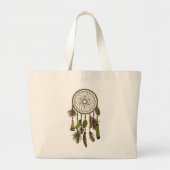 Green, Gold Feathers Dreamweaver | Boho Style Grote Tote Bag (Voorkant)