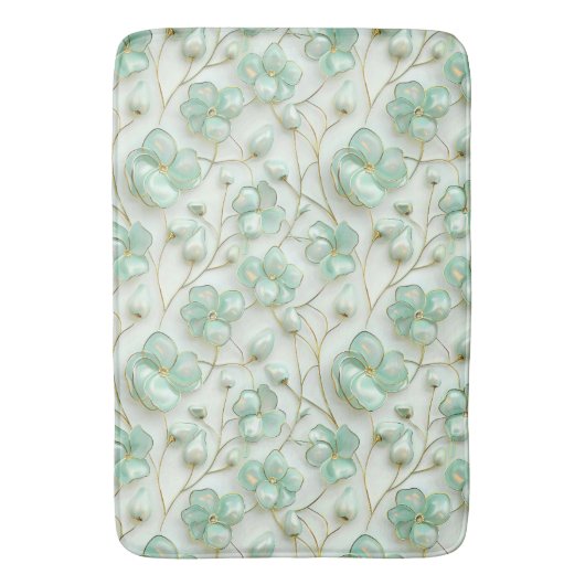 Green Gold Floral Bath Mat (Voorkant Verticaal)