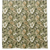 Green Gold Floral Curtain Pastel Botanical Touch Douchegordijn (Voorkant)