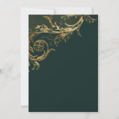  Green Gold Floral Damask Engagement Party Kaart (Achterkant)