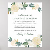 Green Gold Floral Greenery Unplugged Ceremony Poster (Voorkant)