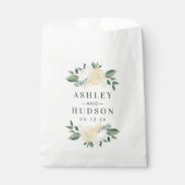 Green Gold Floral Greenery Wedding Monogram Bedankzakje (Voorkant)