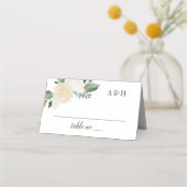 Green Gold Floral Greenery Wedding Monogram Plaatskaartje (Voorkant)