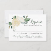 Green Gold Floral Greenery Wedding RSVP Kaartje (Voorkant)