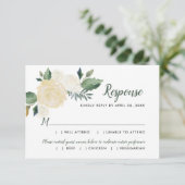 Green Gold Floral Greenery Wedding RSVP Kaartje (Staand voorkant)
