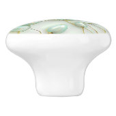 Green Gold Floral Keramische Knop (Zijkant)