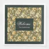 Green Gold Floral Napkins Modern Chic Tableware Servet (Voorkant)