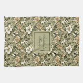 Green Gold Floral Personalized Elegant Towel  Theedoek (Horizontaal)
