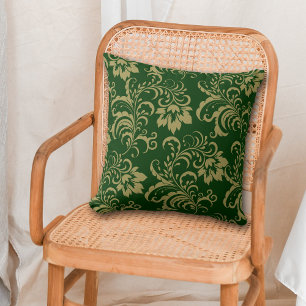 Green Gold Floral Swirl Kussen