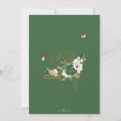 Green & Gold Floral Tiara Butterfly Quinceañera Kaart (Achterkant)