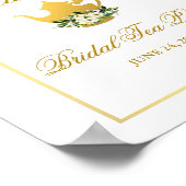 Green Gold Floral Vrijgezellenfeest Tea Party Welk Poster (Hoek)