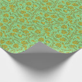 Green & Gold Floral Wrapping Paper Cadeaupapier (Hoek)