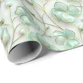 Green Gold Floral Wrapping Paper Cadeaupapier (Rol Hoek)