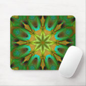 Green Gold Flower Star Mandala Mousepad Muismat (Met muis)