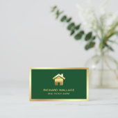 Green Gold Foil Home Logo Vastgoedmakelaar Visitekaartje (Staand voorkant)