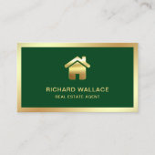 Green Gold Foil Home Logo Vastgoedmakelaar Visitekaartje (Voorkant)
