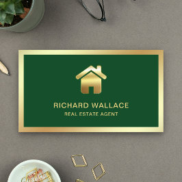 Green Gold Foil Home Logo Vastgoedmakelaar Visitekaartje