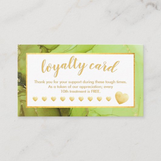 Green Gold Foil Ten Visit Loyalty Card (Voorkant)