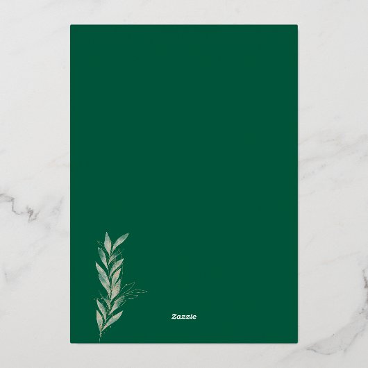 Green Gold Foil Waterverf Leaf Foto Kerst Folie Feestdagenkaart (Achterkant)