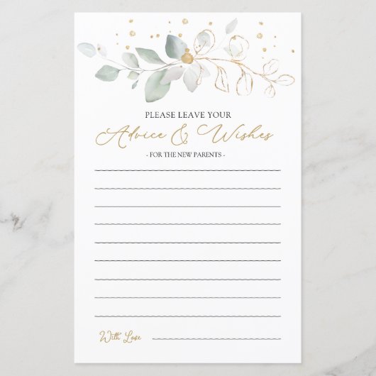 Green Gold Foliage Advice & Wishes for New Parents (Voorkant)