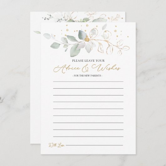 Green Gold Foliage Advice & Wishes for New Parents Kaart (Voorkant / Achterkant)