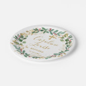 Green Gold Foliage Baby Baptisme Papieren Bordje (Gekanteld)