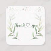 Green Gold Foliage Confetti Hartelijk dank Vierkante Visitekaartje (Achterkant)