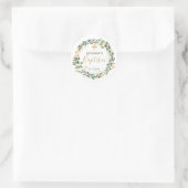 Green Gold Foliage Cross Baptisme Ronde Sticker (Tas)