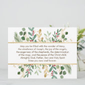 Green & Gold Foliage Red Berry-kerstgebed Feestdagenkaart (Staand voorkant)