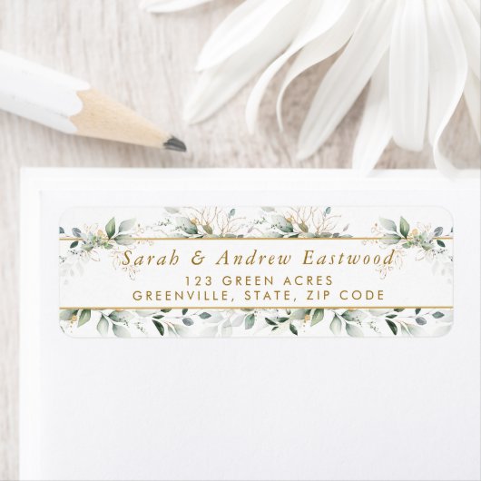 Green Gold Foliage Return Address Label (Insitu)