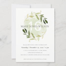 GREEN GOLD FOLIAGE WREATH SWEET 16 BIRTHDAY KAART