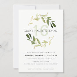 GREEN GOLD FOLIAGE WREATH SWEET 16 BIRTHDAY KAART