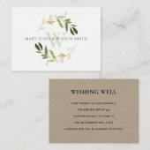 GREEN GOLD FOLIAGE WREATH WEDDING WISHING WELL INFORMATIEKAARTJE (Voorkant / Achterkant)