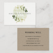 GREEN GOLD FOLIAGE WREATH WEDDING WISHING WELL INFORMATIEKAARTJE (Voorkant / Achterkant)