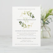 GREEN GOLD FOLIAGE WREATH WORKSHOP EVENT INVITE BEDANKKAART (Staand voorkant)
