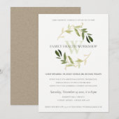 GREEN GOLD FOLIAGE WREATH WORKSHOP EVENT INVITE BEDANKKAART (Voorkant / Achterkant)