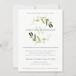 GREEN GOLD FOLIAGE WREATH WORKSHOP EVENT INVITE BEDANKKAART