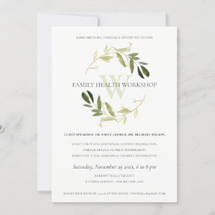 GREEN GOLD FOLIAGE WREATH WORKSHOP EVENT INVITE BEDANKKAART
