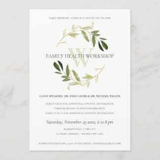Green Gold Foliage Wreath Workshop Event Kaart