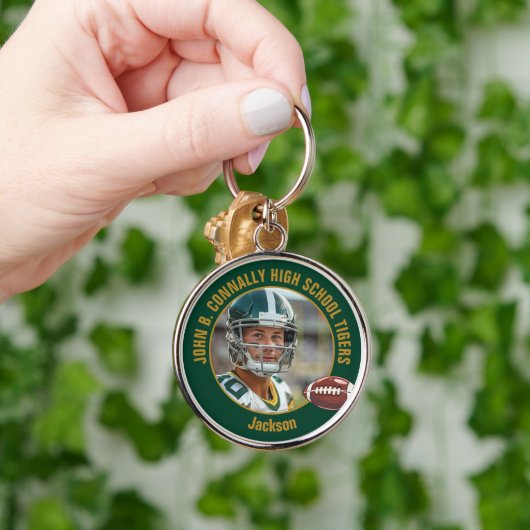 Green Gold Football Player Photo Commemorative Sleutelhanger (Hand)
