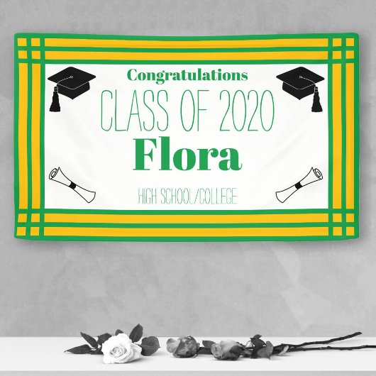 Green Gold Geometric Graduation Party Spandoek