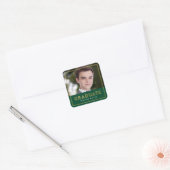 Green Gold Geometric Photo Afstuderen Vierkante Sticker (Envelop)