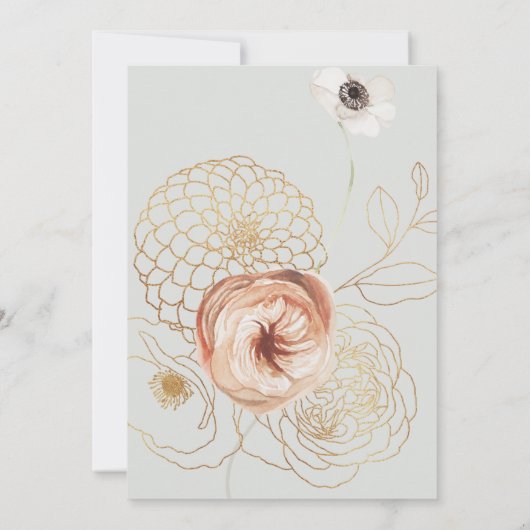 Green Gold Gilded Cross Wedding Uitnodiging (Achterkant)