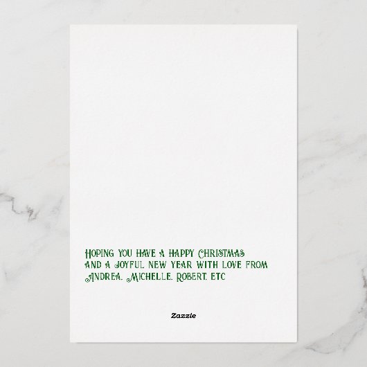 Green & Gold Gingham Kerstvakantie Foto Folie Feestdagenkaart (Achterkant)