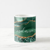Green Gold Glitter Emerald Custom Name Coffee Mok (Center)