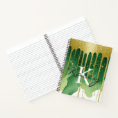 Green Gold Glitter Girly Monogram Naam Notitieboek (Binnen)